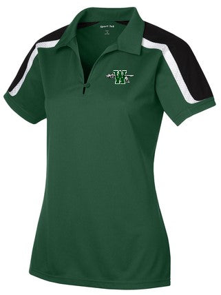 Waxahachie High School | Women's Active Polo | Black/White Striped